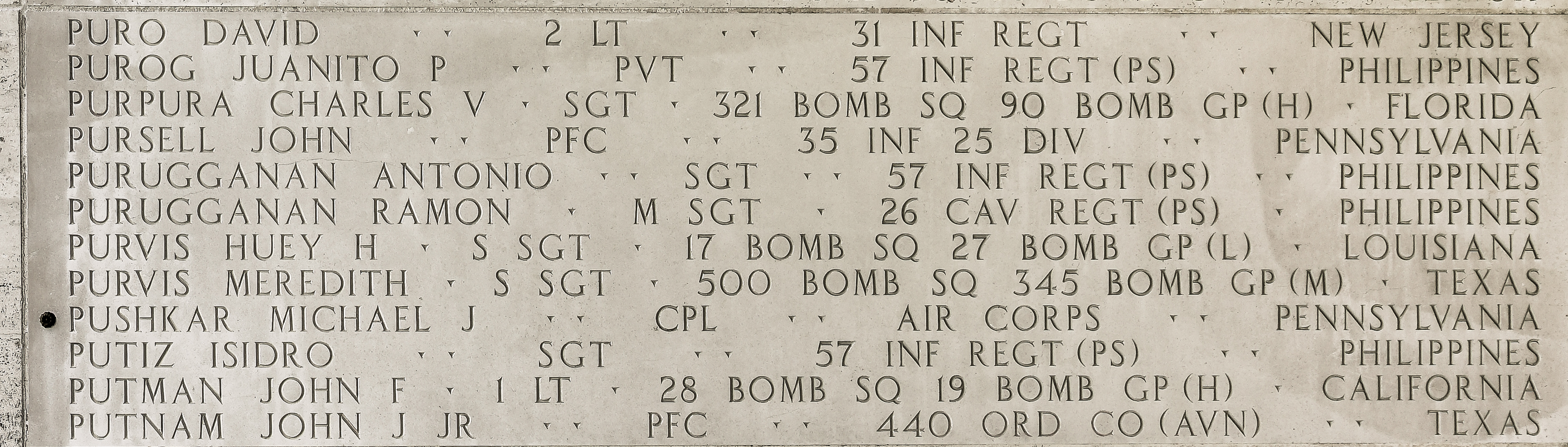 John F. Putman, First Lieutenant